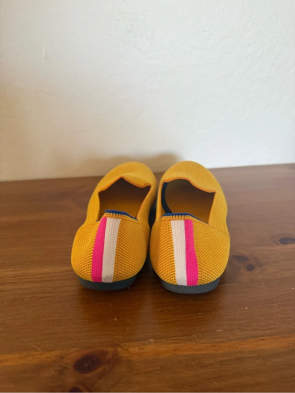 Rothy's Kids Yellow Slip-On Flats with Pink & Blue Accents